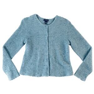 Ann Taylor Blue Wool Blend Textured Button Cardigan Sweater M Vintage Korea